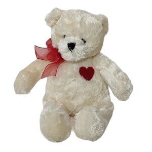 Hallmark Valentine Bear Ivory Cream Stuffed Animal Plush Soft Toy 8" NOT WORKING